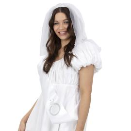 Valkoinen Häähuntu ja Olkanauha Setti