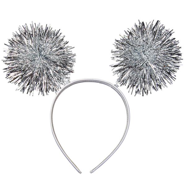 Valkoinen Panta Hopeisilla Pom Poms