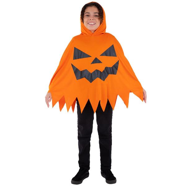 Oranssi Poncho Halloweenkurpitsa Lapsille
