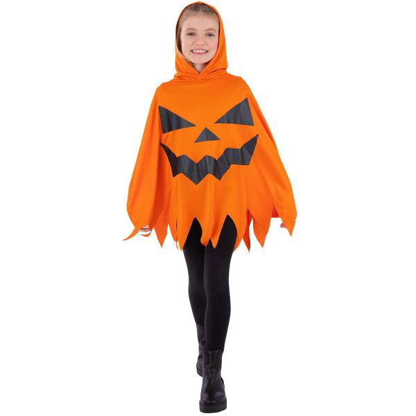 Oranssi Poncho Halloweenkurpitsa Lapsille