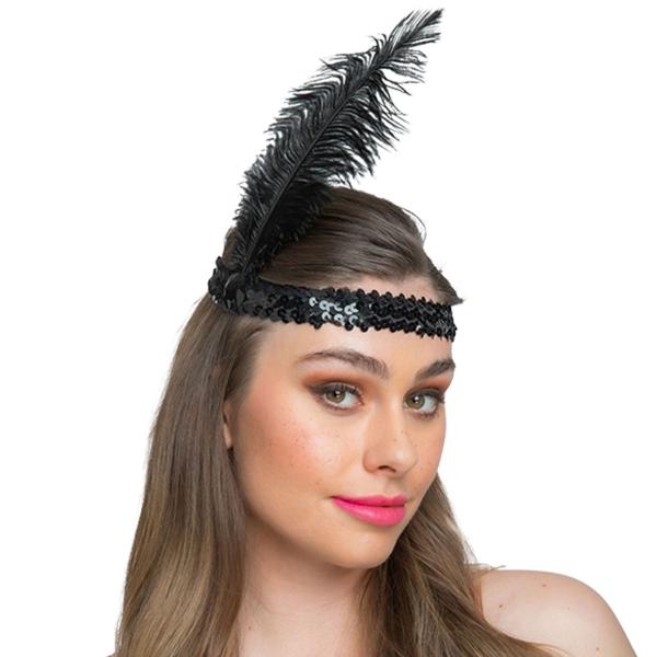 Paljetti Otsapanta Höyhenellä Musta