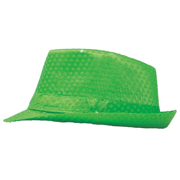 Gangsterihattu Paljeteilla Neonvihreä