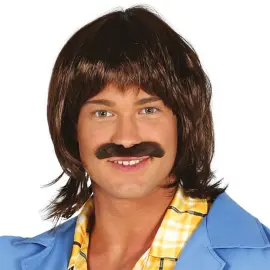 Peruukki Viiksillä Ruskea