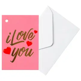 Mini Pinkki Kortti Kirjekuorella I Love You