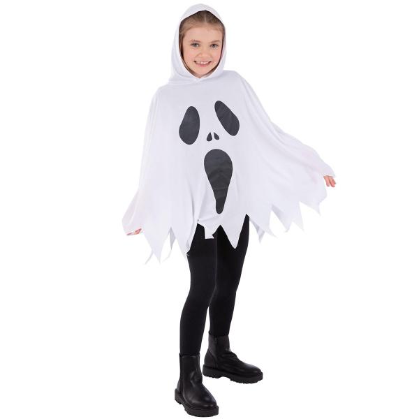 Valkoinen Kummitusponcho Lapsille