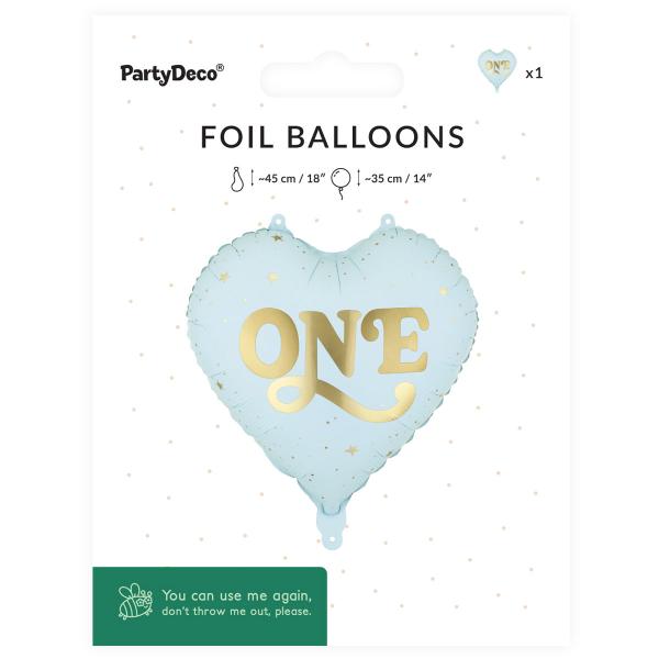 Folioilmapallo Sydän One Vaaleansininen