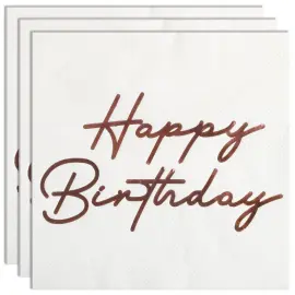 Happy Birthday Servetit Ruusukulta 16 kpl