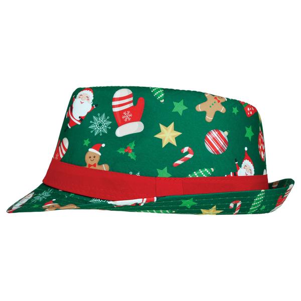 Vihreä Trilby Hattu Jouluaiheella