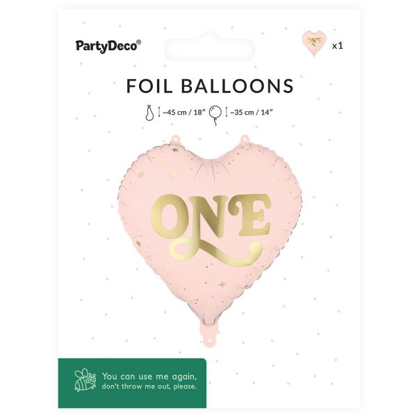 Folioilmapallo Sydän One Vaaleanpinkki