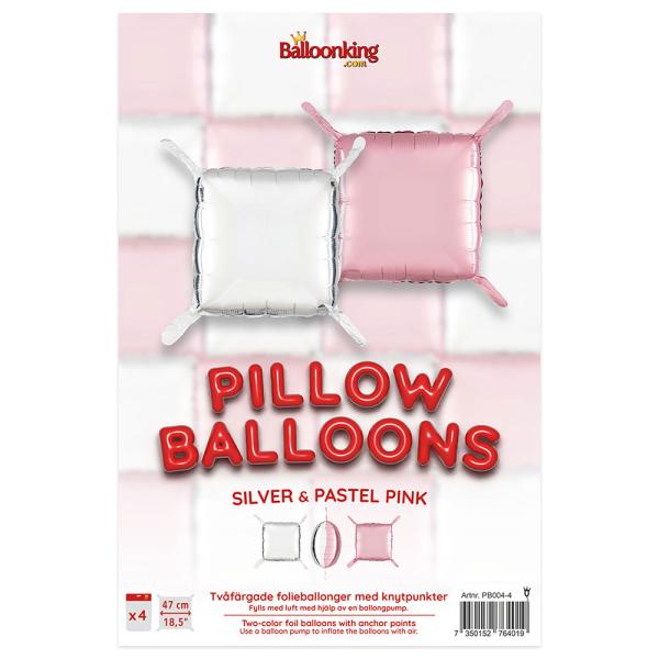 Tyynyilmapallot Hopea/Pastellipinkki 4 kpl