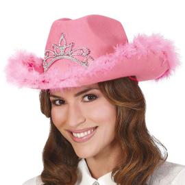 Pinkki Cowboyhattu Tiaralla