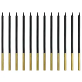 Kakkukynttilät Pitkät Musta/Kulta 12-kpl