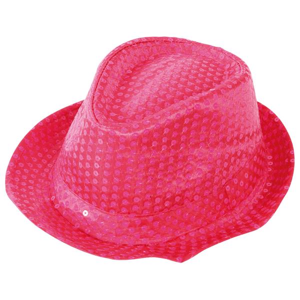Gangsterihattu Paljeteilla Neonpinkki