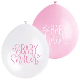 Baby Shower Ilmapallot Vaaleanpunainen ja Valkoinen
