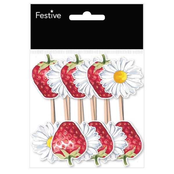 Cocktailtikut Päivänkakkarat/Mansikoita 12-kpl