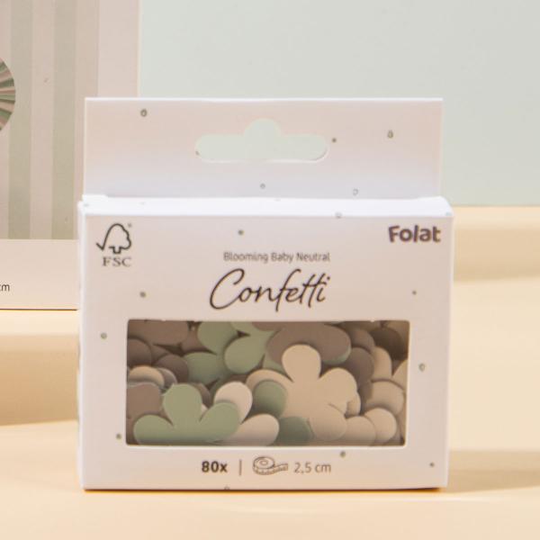 Konfetti Kukat Ruskeanharmaa/Vihreä/Beige 80 kpl