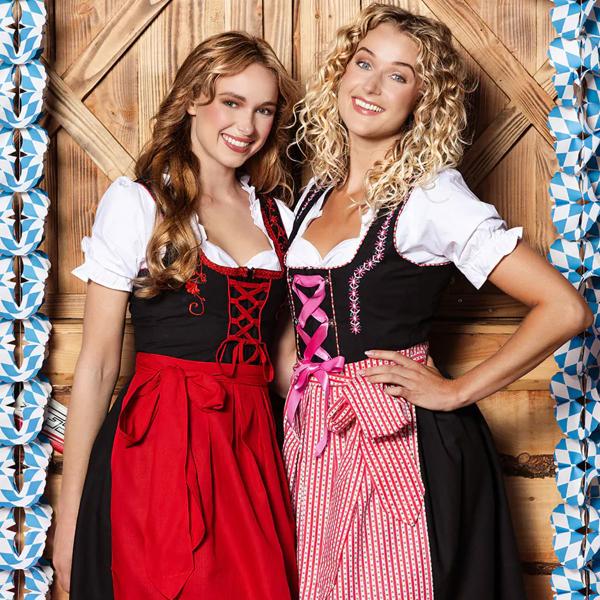 Oktoberfest Tirolilaismekko Pinkki/Musta/Valkoinen