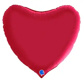 Iso Sydänilmapallo Satiini Kirsikanpunainen