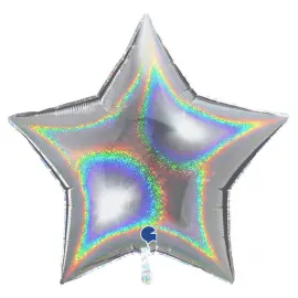 Iso Holografinen Folioilmapallo Tähti Hopea