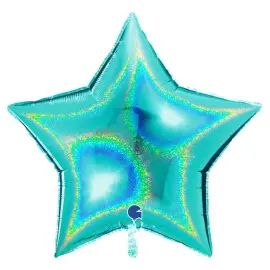 Iso Holografinen Folioilmapallo Tähti Tiffanynsininen