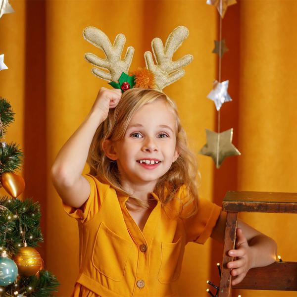 Kultainen Kimalteleva Joulopanta Poronsarvilla