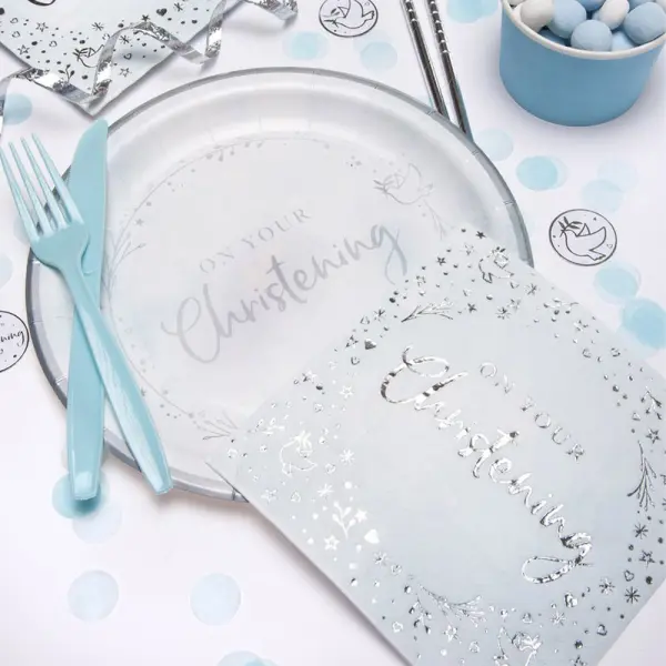 Pahvilautaset On Your Christening Vaaleansininen