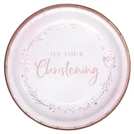 Pahvilautaset On Your Christening Vaaleanpinkki