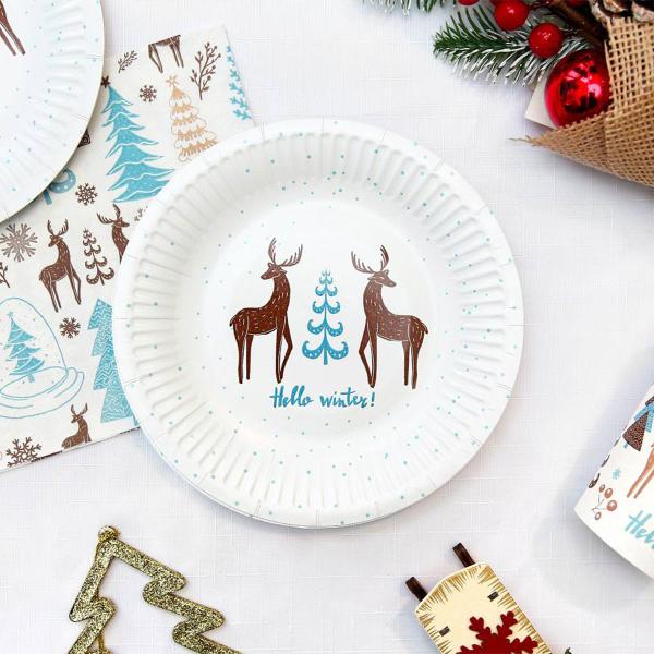 Hello Winter Paperilautaset 6 kpl