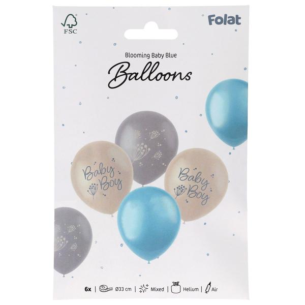 Lateksiilmapallot Baby Boy Mix 6 kpl