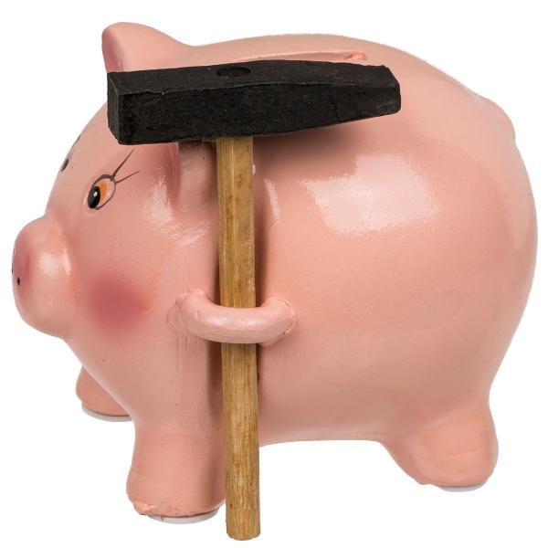 Säästöpossu Vasaralla 13 x 10,5 cm