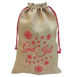 Juuttisäkki Joulumotiivilla