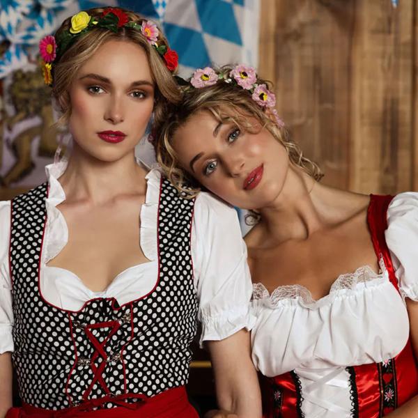 Oktoberfest Tirolilaismekko Valkoinen/Punainen/Musta