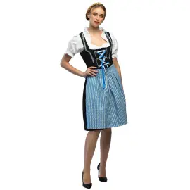 Oktoberfest Tirolilaismekko Sininen/Musta/Valkoinen