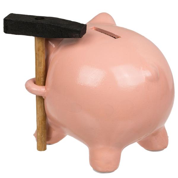 Säästöpossu Vasaralla 13 x 10,5 cm