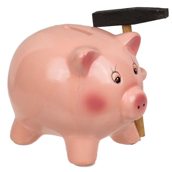 Säästöpossu Vasaralla 13 x 10,5 cm