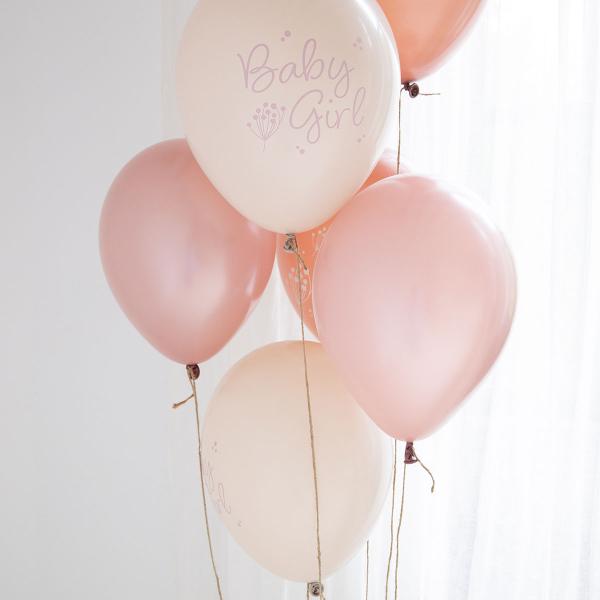 Lateksiilmapallot Baby Girl Mix 6 kpl