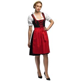 Oktoberfest Tirolilaismekko Punainen/Musta/Valkoinen