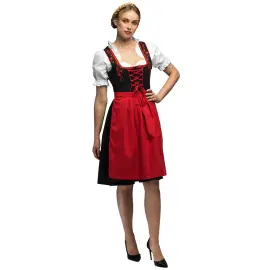 Oktoberfest Tirolilaismekko Punainen/Musta/Valkoinen