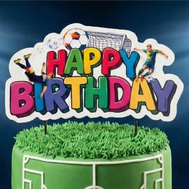 Happy Birthday Cake Topper Jalkapallo 16,5 cm