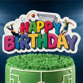 Happy Birthday Cake Topper Jalkapallo 16,5 cm