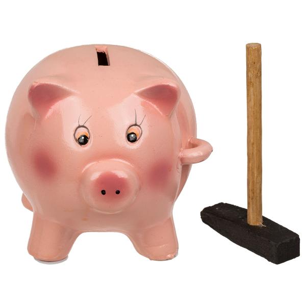 Säästöpossu Vasaralla 13 x 10,5 cm