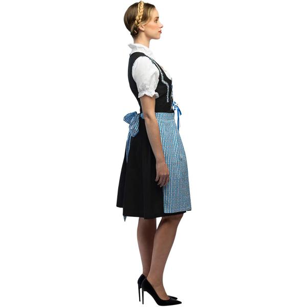 Oktoberfest Tirolilaismekko Sininen/Musta/Valkoinen