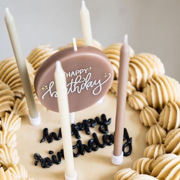 Kakkukynttilät Happy Birthday Kermapinkki/Vihreä/Kermankeltainen 11 kpl
