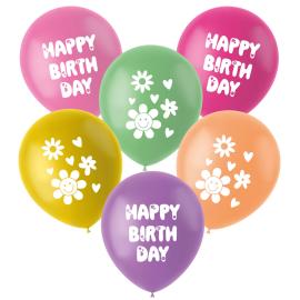 Lateksiilmapallot Happy Birthday Boho Girlz 6 kpl