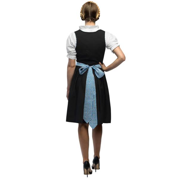 Oktoberfest Tirolilaismekko Sininen/Musta/Valkoinen