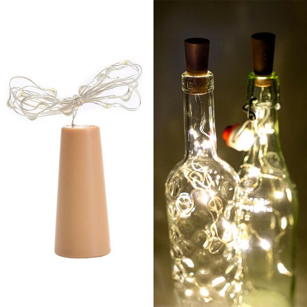 Pullonkorkki LED-valoketjulla