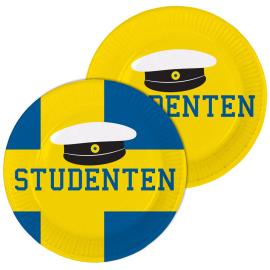 Ylioppilasjuhlien Kertakäyttölautaset Studenten Sinikeltainen