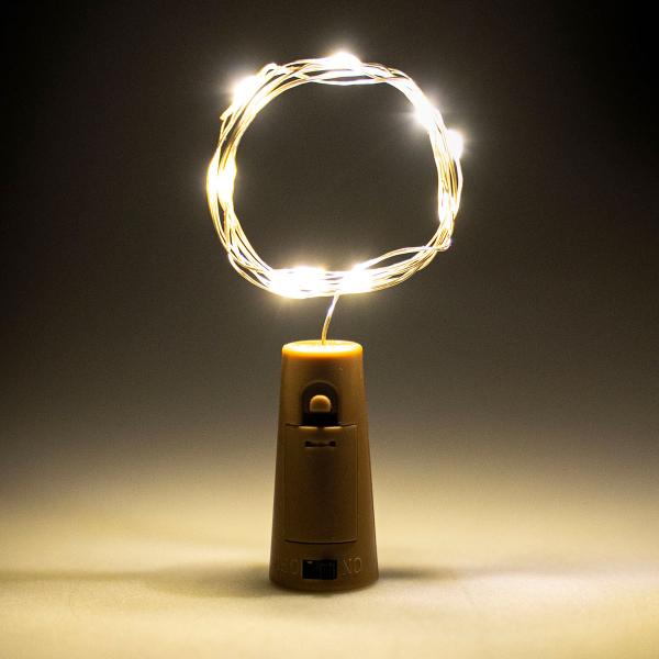 Pullonkorkki LED-valoketjulla