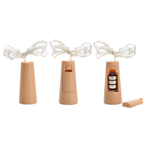 Pullonkorkki LED-valoketjulla