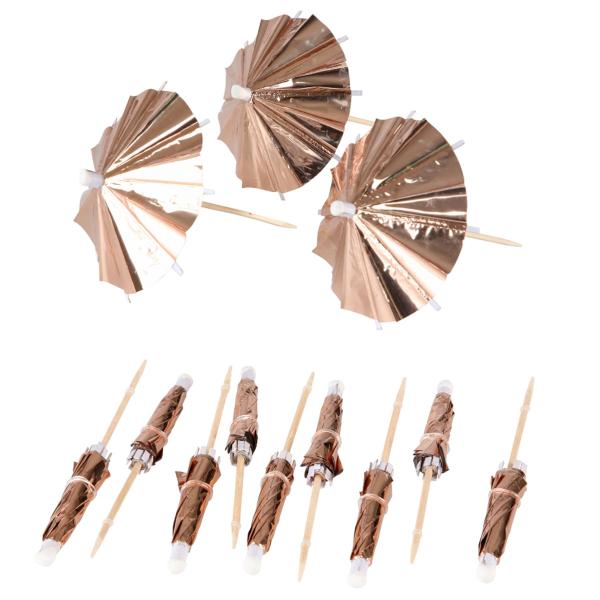 Cocktailtikut Päivänvarjot Metallinen Vaaleanroosa 10cm 10 kpl